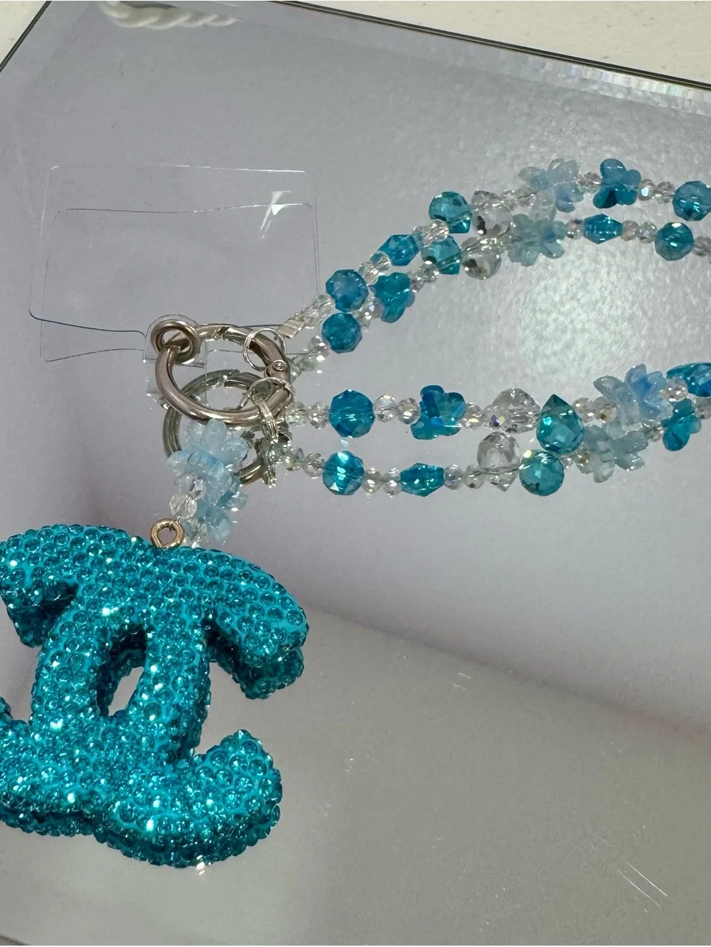 New Blue Crystal Beaded Phone Chain